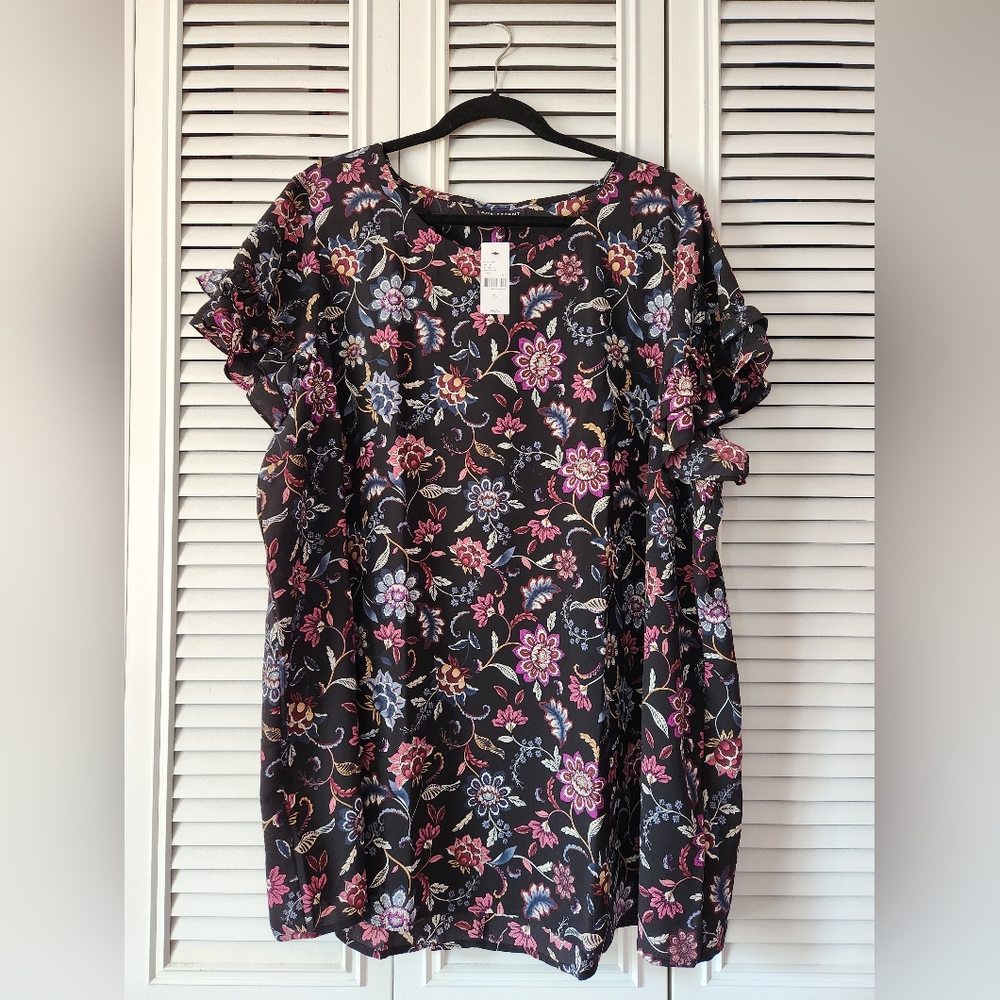 Lane Bryant NWT Black Floral Tunic 22L